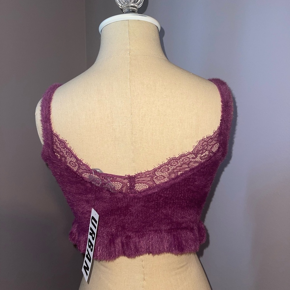 Urban Outfitter Plume/Prune Fuzzy Top - Picture 2 of 5